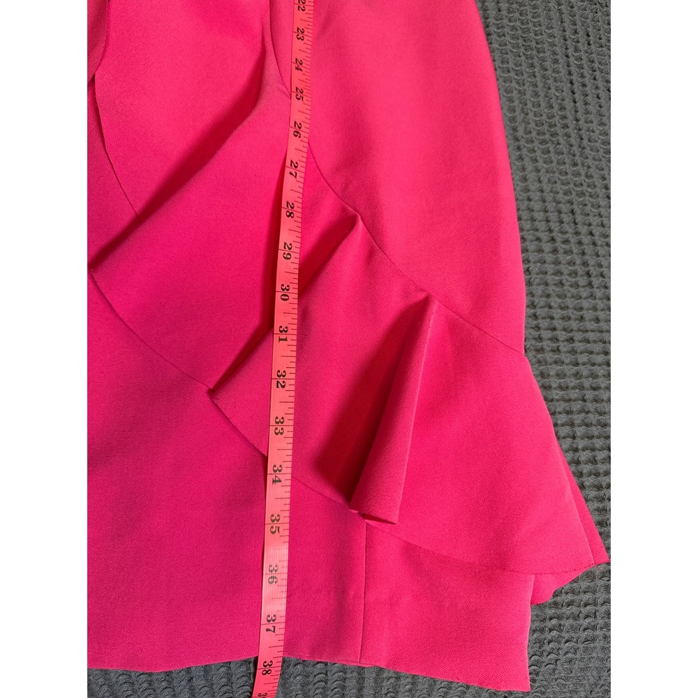 NWTs Party Wedding Hot Pink Ruffle V-Neck Comfort Dress Sz 12 Bold Barbi Ruffle - Picture 8 of 10
